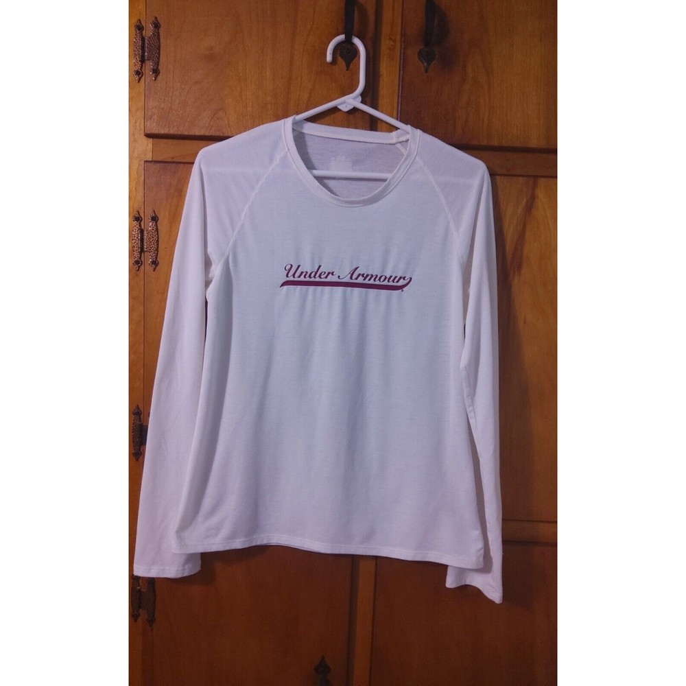 Women' s Under Armor Solid White Long Sleeve Shirt, Small